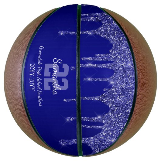 Chic Blue Glitter Drivers Naam Team Nummer jaar Basketbal (Verticaal)