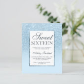 Chic blue glitter elegant budget Sweet 16 (Staand voorkant)