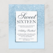 Chic blue glitter elegant budget Sweet 16 (Voorkant)
