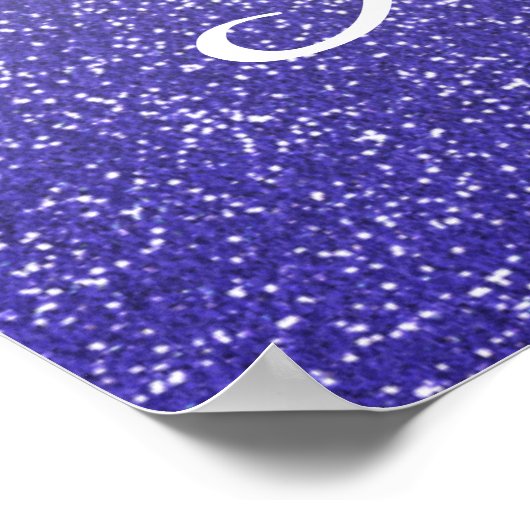 Chic Blue Glitter Ombre Kerstparty Welkom Poster (Hoek)