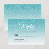 Chic Blue Glitter ombre RSVP Kaart (Voorkant / Achterkant)