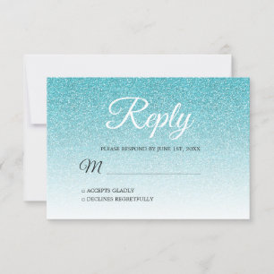 Chic Blue Glitter ombre RSVP Kaart