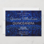Chic Blue Glitter Quinceañera Party Invitation Kaart (Voorkant)