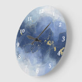 Chic Blue Gold Alcohol Ink Waterverf Grote klok (Hoek)