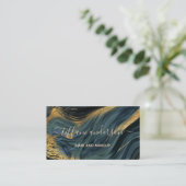 Chic Blue Gold Glitter Marble Agate Makeup Artiste Visitekaartje (Staand voorkant)