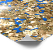 Chic Blue Gold Glittery Folie 40e Verjaardag Welko Poster (Hoek)
