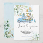 Chic Blue Gold Greenery Wild Oerwoud Baby Animals Bedankkaart (Voorkant / Achterkant)