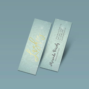 Chic Blue Gold Lashes Script Makeup Artist Mini Visitekaartje