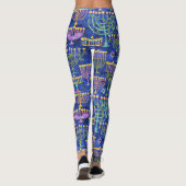 Chic Blue Gold Menorah Star van David Hanukkah Leggings (Achterkant)