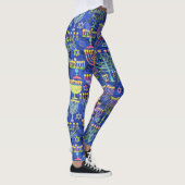 Chic Blue Gold Menorah Star van David Hanukkah Leggings (Rechts)