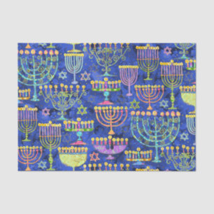 Chic Blue Gold Menorah Star van David Hanukkah Tissuepapier