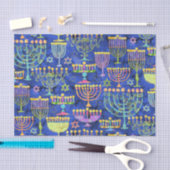 Chic Blue Gold Menorah Star van David Hanukkah Tissuepapier (Craft)