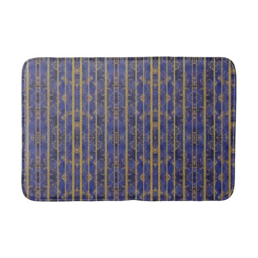 Chic Blue Gold Sparkles Badmat (Voorkant)