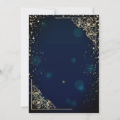 Chic Blue Gold Tiara, Diamonds Quinceañera Kaart (Achterkant)