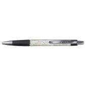 Chic Blue & Gold Waterverf Leaf Monogram Pen (Achterkant)