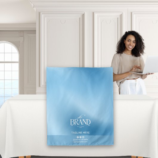 Chic Blue Gradient Logo Event Display Table Runner Wandkleed
