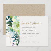 Chic Blue Green Floral Leafy Vrijgezellenfeest Inv Bedankkaart (Voorkant / Achterkant)