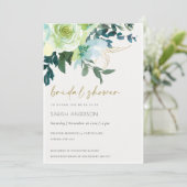 Chic Blue Green Floral Leafy Vrijgezellenfeest Inv Bedankkaart (Staand voorkant)