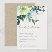 Chic Blue Green Floral Leafy Vrijgezellenfeest Inv Bedankkaart (Voorkant / Achterkant)