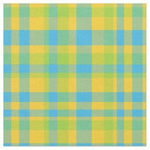 Chic Blue Green Gellow Play Daisy Chains Fabric Stof