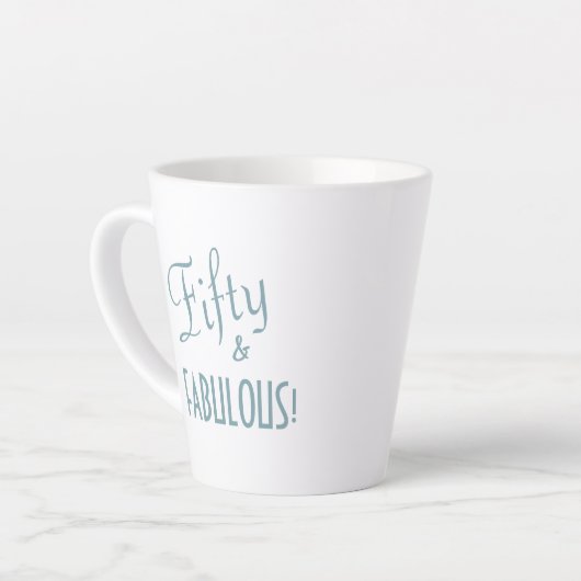 Chic Blue Green Script Fifty & FABULOUS! Birthday Latte Mok (Linkerhoek)