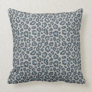 Chic Blue Grey Leopard Print Patroon Kussen