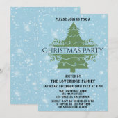 Chic Blue Holiday kerstparty Snowflakes Tree Kaart (Voorkant / Achterkant)