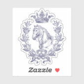 Chic  Blue Horse Crown Laurel Bow Sticker (Vel)