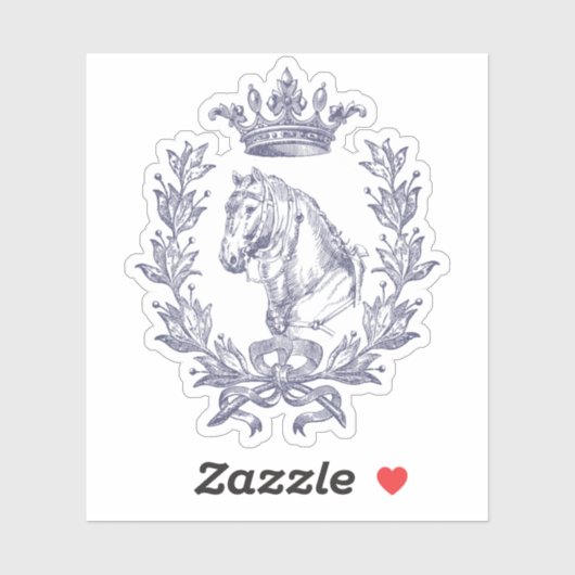 Chic  Blue Horse Crown Laurel Bow Sticker (Vel)