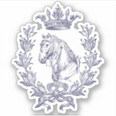 Chic  Blue Horse Crown Laurel Bow Sticker (Voorkant)