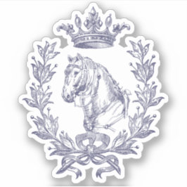 Chic Blue Horse Crown Laurel Bow Sticker