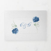 Chic Blue Hydrangea bruiloft drievoudige uitnodigi Drieluik Uitnodiging (Cover)