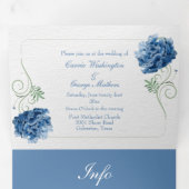Chic Blue Hydrangea bruiloft drievoudige uitnodigi Drieluik Uitnodiging (Binnenzijde eerst)