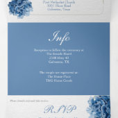 Chic Blue Hydrangea bruiloft drievoudige uitnodigi Drieluik Uitnodiging (Binnenkant midden)