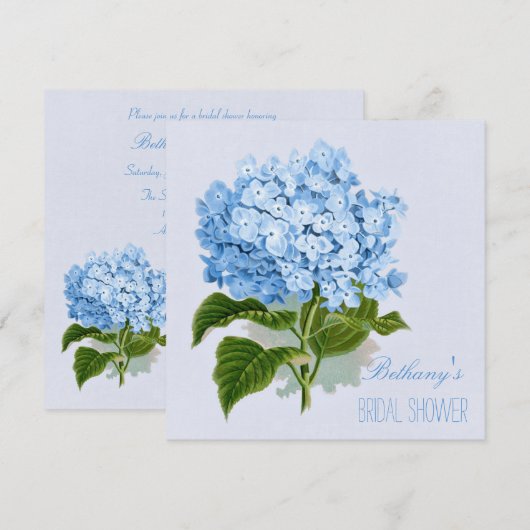 Chic  Blue Hydrangea Flower Vrijgezellenfeest Kaart (Voorkant / Achterkant)