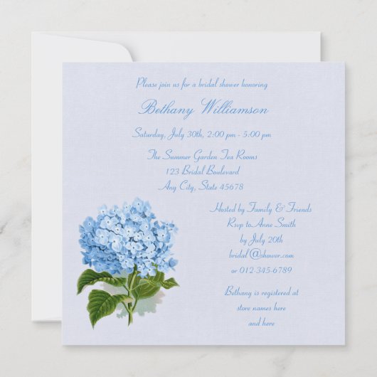 Chic  Blue Hydrangea Flower Vrijgezellenfeest Kaart (Achterkant)