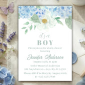 Chic Blue Hydrangea Het is een Boy Baby shower Kaart