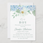 Chic Blue Hydrangea Het is een Boy Baby shower Kaart (Voorkant)