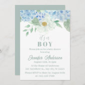 Chic Blue Hydrangea Het is een Boy Baby shower Kaart (Voorkant / Achterkant)