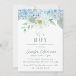 Chic Blue Hydrangea Het is een Boy Baby shower Kaart