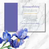 Chic Blue Iris Floral Wedding Accommodal Encl Informatiekaartje