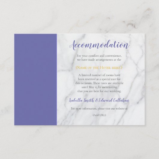 Chic Blue Iris Floral Wedding Accommodal Encl Informatiekaartje (Voorkant)