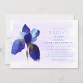 Chic Blue Iris Flower Botanical Waterverf Wedding Kaart (Voorkant)