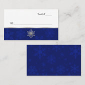 Chic Blue Jeweled Snowflake Wedding Place Card Plaatskaartje (Voorkant / Achterkant)