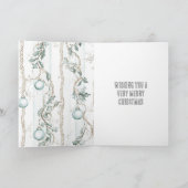 Chic Blue Kerst Ornamenten Kaart (Binnen)