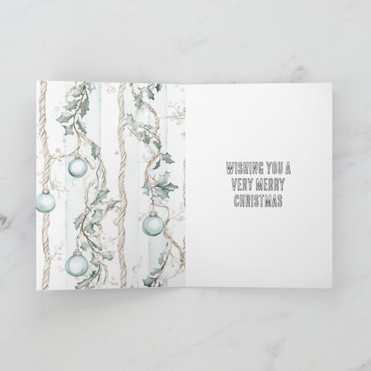 Chic Blue Kerst Ornamenten Kaart (Binnen)