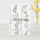 Chic Blue Kerst Ornamenten Kaart (Gele Bloem)