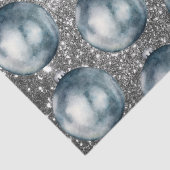 Chic Blue Kerstballen Silver Sparkles Tissuepapier (Detail)