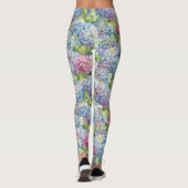 Chic Blue Lavender Hydrangea Floral Pattern Leggings (Achterkant)