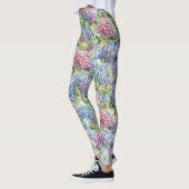 Chic Blue Lavender Hydrangea Floral Pattern Leggings (Links)